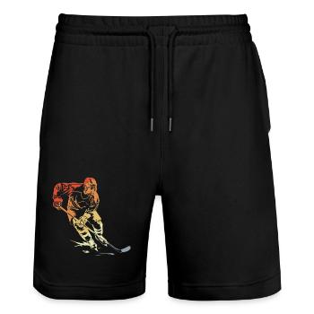 Eishockeyspieler Vintage - Stanley/Stella Unisex Bio Joggingshorts Trainer  - Schwarz - Vorne - Nik (191cm) & Marisol (170cm)
