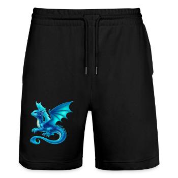 Drache - Stanley/Stella Unisex Bio Joggingshorts Trainer  - Schwarz - Vorne - Nik (191cm) & Marisol (170cm)