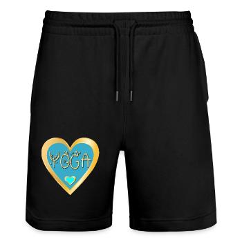 COURONNE DE YOGA DU CŒUR - Short de jogging bio TRAINER Stanley/Stella unisexe - noir - Devant - Nik (191cm) & Marisol (170cm)