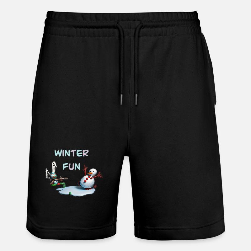 Winterspaß: Hase und Schneemann - Stanley/Stella Unisex Bio Joggingshorts Trainer - Schwarz
