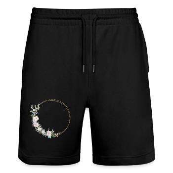 Frühlings-Kranz- personalisierbar - Stanley/Stella Unisex Bio Joggingshorts Trainer  - Schwarz - Vorne - Nik (191cm) & Marisol (170cm)