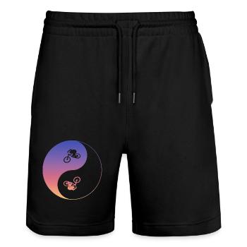 bike mtb mountainbike biken - Stanley/Stella Unisex Bio Joggingshorts Trainer  - Schwarz - Vorne - Nik (191cm) & Marisol (170cm)