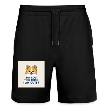 Funny Pomeranian Dog - Do You Think I Am Cute? - Stanley/Stella Unisex Bio Joggingshorts Trainer  - Schwarz - Vorne - Nik (191cm) & Marisol (170cm)