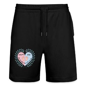 Maman, papa et bébé Coeur Design - Short de jogging bio TRAINER Stanley/Stella unisexe - noir - Devant - Nik (191cm) & Marisol (170cm)
