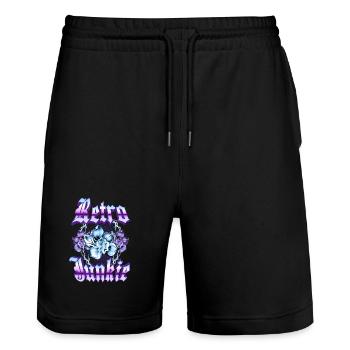 Retro Junkie – 90s Gothic Floral Style - Stanley/Stella Trainer Unisex Organic Jogging Shorts - black - Front - Nik (191cm) & Marisol (170cm)