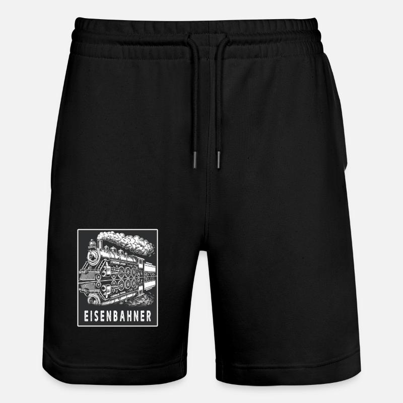 Dampflok Eisenbahner Retro - Stanley/Stella Unisex Bio Joggingshorts Trainer  - Schwarz
