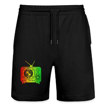 Retro TV – Oldschool Vibes - Stanley/Stella Trainer Unisex Organic Jogging Shorts - black - Front - Nik (191cm) & Marisol (170cm)