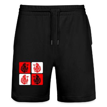 Fire brigade – courage in action - Stanley/Stella Trainer Unisex Organic Jogging Shorts - black - Front - Nik (191cm) & Marisol (170cm)