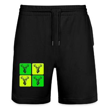 Majestätischer Hirsch – Symbol der Wildnis - Stanley/Stella Unisex Bio Joggingshorts Trainer  - Schwarz - Vorne - Nik (191cm) & Marisol (170cm)