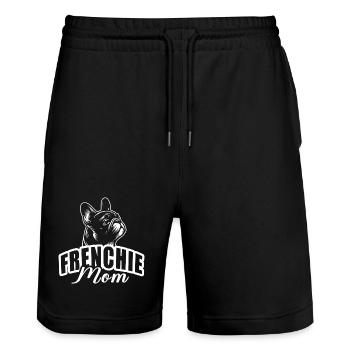 "Frenchie Mom" mit Hundekopf - Stanley/Stella Unisex Bio Joggingshorts Trainer  - Schwarz - Vorne - Nik (191cm) & Marisol (170cm)