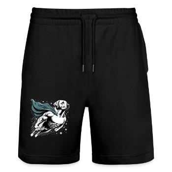 Super Dog Labrador Retriever Labi Labbi Gift - Stanley/Stella Trainer Unisex Organic Jogging Shorts - black - Front - Nik (191cm) & Marisol (170cm)