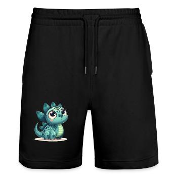 Stegosaurus Baby Dino Babydino Dinobaby Gift - Stanley/Stella Trainer Unisex Organic Jogging Shorts - black - Front - Nik (191cm) & Marisol (170cm)