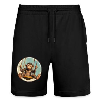 Balançoire de singe – restez détendu ! - Short de jogging bio TRAINER Stanley/Stella unisexe - noir - Devant - Nik (191cm) & Marisol (170cm)
