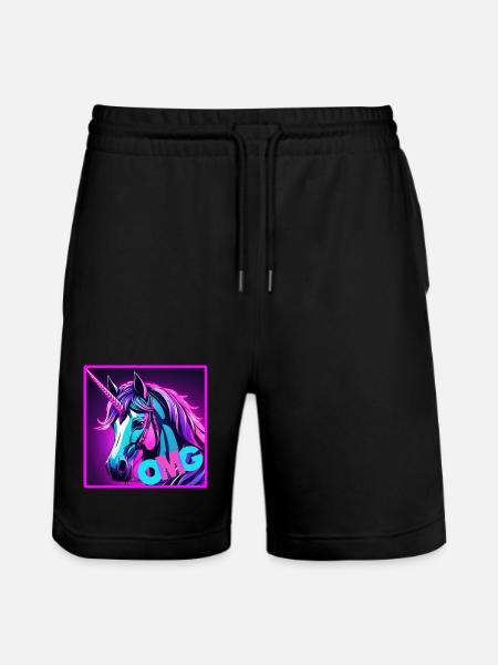 buntes unicorn - Stanley/Stella Unisex Bio Joggingshorts Trainer  - Schwarz
