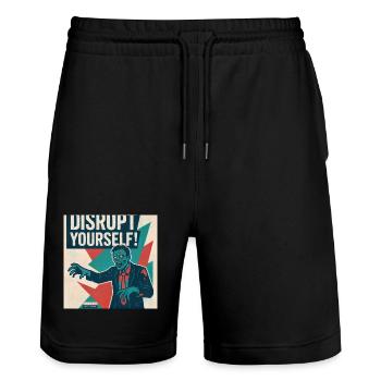 Disrupt Yourself! - Stanley/Stella Unisex Bio Joggingshorts Trainer  - Schwarz - Vorne - Nik (191cm) & Marisol (170cm)