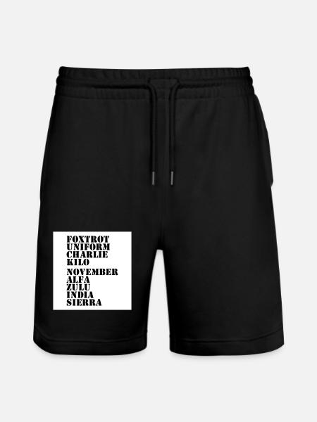 Against Nazis - Stanley/Stella Trainer Unisex Organic Jogging Shorts - black