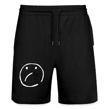 Visage triste - Short de jogging bio TRAINER Stanley/Stella unisexe - noir - Devant - Nik (191cm) & Marisol (170cm)