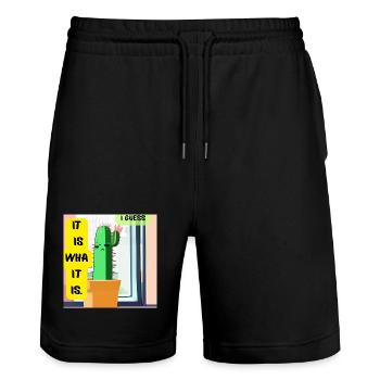 It Is What It Is. I Guess. – Moody Cactus Edition - Stanley/Stella Trainer Unisex Organic Jogging Shorts - black - Front - Nik (191cm) & Marisol (170cm)