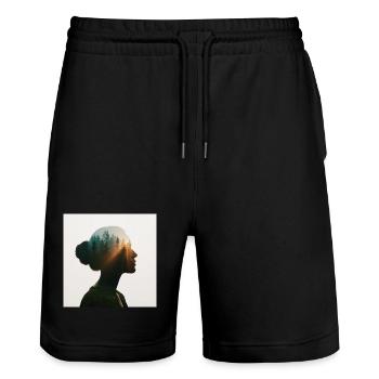Forest Soul - Stanley/Stella Trainer Unisex Organic Jogging Shorts - black - Front - Nik (191cm) & Marisol (170cm)