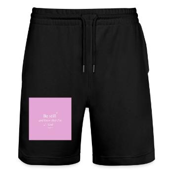 Be still and know that I'm God - Stanley/Stella Unisex Bio Joggingshorts Trainer  - Schwarz - Vorne - Nik (191cm) & Marisol (170cm)