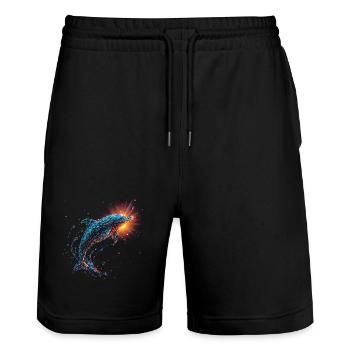 Delfin - Stanley/Stella Unisex Bio Joggingshorts Trainer  - Schwarz - Vorne - Nik (191cm) & Marisol (170cm)