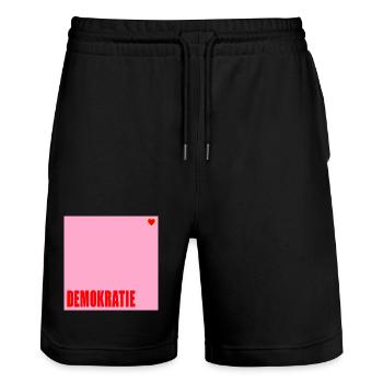 Politik Demokratie Herz - Stanley/Stella Unisex Bio Joggingshorts Trainer  - Schwarz - Vorne - Nik (191cm) & Marisol (170cm)