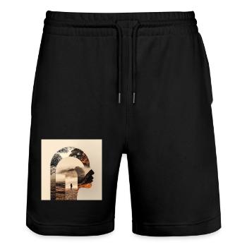 Silhouette Nature Counseling Design - Stanley/Stella Trainer Unisex Organic Jogging Shorts - black - Front - Nik (191cm) & Marisol (170cm)