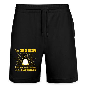 Bier Pinguin - Stanley/Stella Unisex Bio Joggingshorts Trainer  - Schwarz - Vorne - Nik (191cm) & Marisol (170cm)