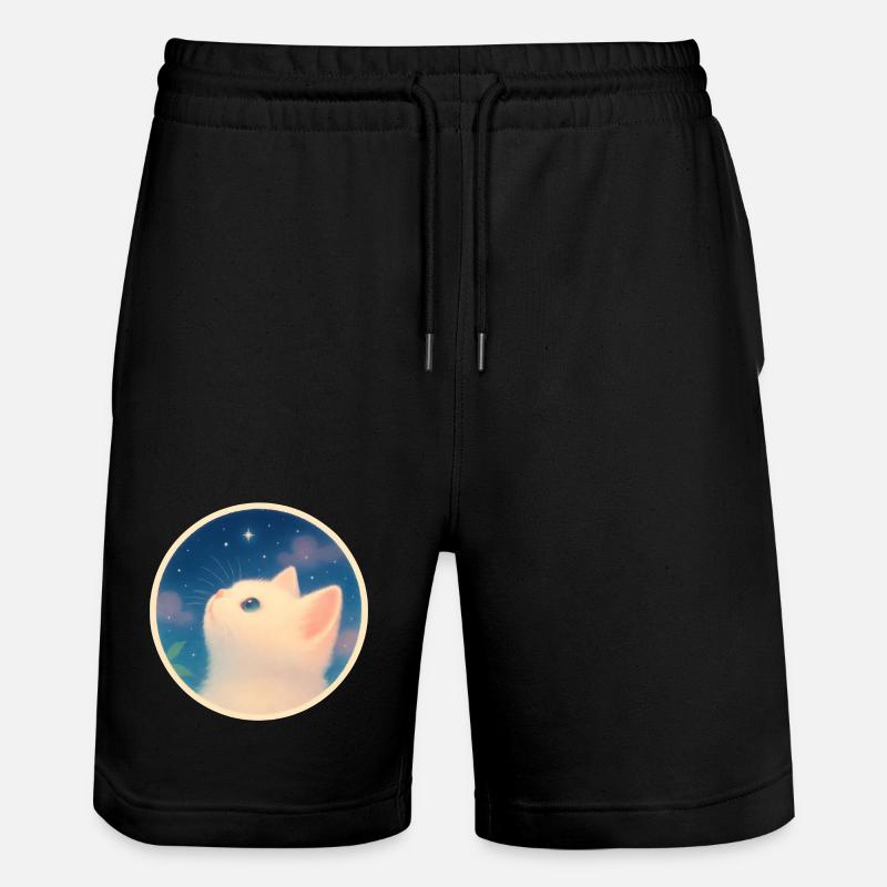 Chaton rêveur sous un ciel étoilé - Short de jogging bio TRAINER Stanley/Stella unisexe - noir
