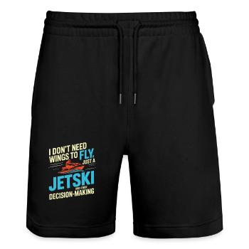 Jetski Rider Funny Decision Making Quote  - Stanley/Stella Trainer Unisex Organic Jogging Shorts - black - Front - Nik (191cm) & Marisol (170cm)