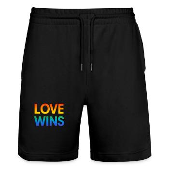 Fierté Arc-en-ciel Amour Égalité Diversité Queer - Short de jogging bio TRAINER Stanley/Stella unisexe - noir - Devant - Nik (191cm) & Marisol (170cm)