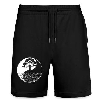Motif Ying Yang de l’Arbre de Vie - Short de jogging bio TRAINER Stanley/Stella unisexe - noir - Devant - Nik (191cm) & Marisol (170cm)