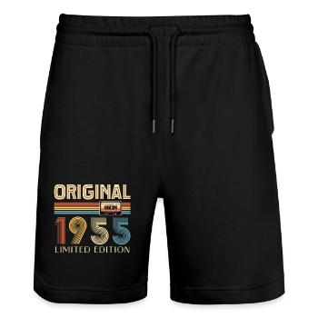 Anniversaire 70 Ans Original 1955 Cadeau Fête - Short de jogging bio TRAINER Stanley/Stella unisexe - noir - Devant - Nik (191cm) & Marisol (170cm)