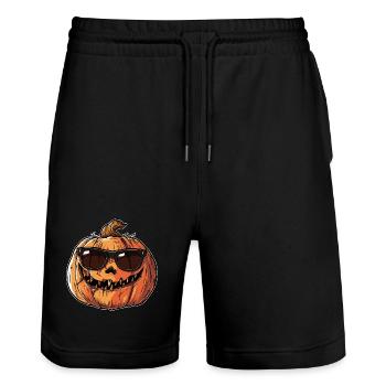 Cool Halloween pumpkin - Stanley/Stella Trainer Unisex Organic Jogging Shorts - black - Front - Nik (191cm) & Marisol (170cm)