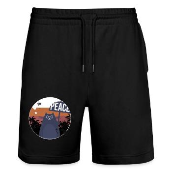 Cat Vintage Design Gift - Stanley/Stella Trainer Unisex Organic Jogging Shorts - black - Front - Nik (191cm) & Marisol (170cm)