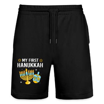 Hanoukka Hanoukka Hanoukka - Short de jogging bio TRAINER Stanley/Stella unisexe - noir - Devant - Nik (191cm) & Marisol (170cm)