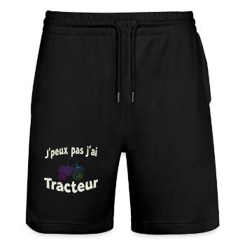 J’peux pas j’ai Tracteur - Short de jogging bio TRAINER Stanley/Stella unisexe - noir - Devant - Nik (191cm) & Marisol (170cm)