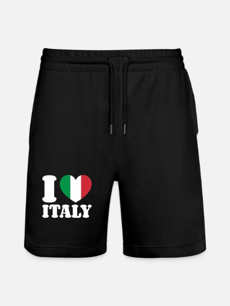 I Love Italy Italy Italian Flag Heart - Stanley/Stella Trainer Unisex Organic Jogging Shorts - black