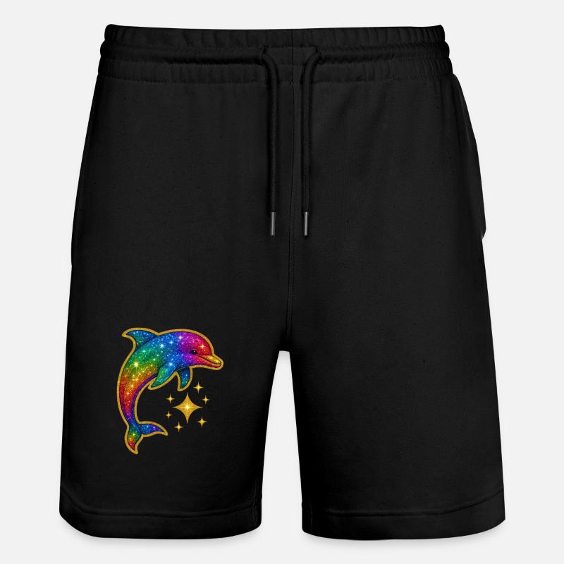 Regenbogen Glitzer Delfin - Stanley/Stella Unisex Bio Joggingshorts Trainer  - Schwarz