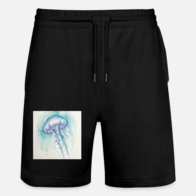 Aquarelle de Méduse, Bleu Océan - Short de jogging bio TRAINER Stanley/Stella unisexe - noir