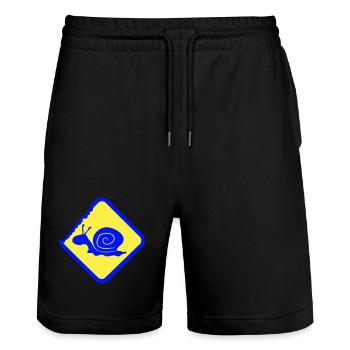 Snail Warning Caution Danger Sign - Stanley/Stella Trainer Unisex Organic Jogging Shorts - black - Front - Nik (191cm) & Marisol (170cm)