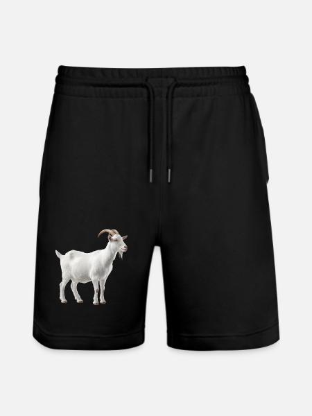 White Mountain Goat Portrait - Stanley/Stella Trainer Unisex Organic Jogging Shorts - black