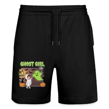 Ghost Girl Halloween - Stanley/Stella Trainer Unisex Organic Jogging Shorts - black - Front - Nik (191cm) & Marisol (170cm)