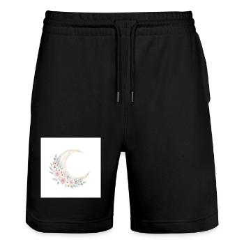 Moon Blossom Wreath - Stanley/Stella Trainer Unisex Organic Jogging Shorts - black - Front - Nik (191cm) & Marisol (170cm)