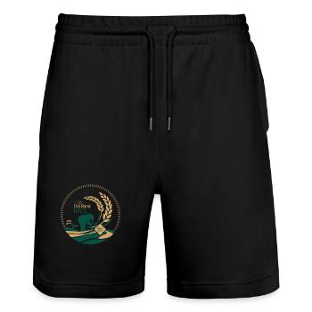 Thai Jasmine Rice Logo Organic - Stanley/Stella Unisex Bio Joggingshorts Trainer  - Schwarz - Vorne - Nik (191cm) & Marisol (170cm)
