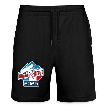 Route des Grandes Alpes | Color | 2026 - Stanley/Stella Unisex Bio Joggingshorts Trainer  - Schwarz - Vorne - Nik (191cm) & Marisol (170cm)