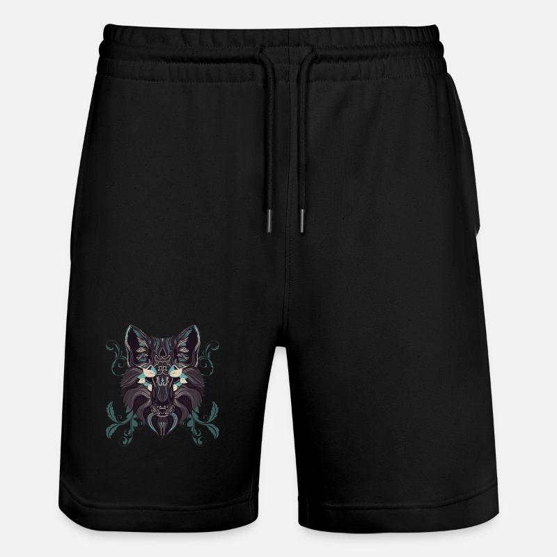 Loup Ornemental Turquoise - Short de jogging bio TRAINER Stanley/Stella unisexe - noir