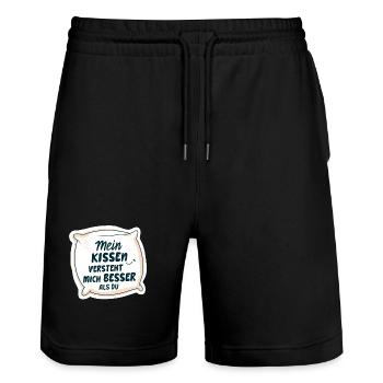 Mein Kissen versteht mich besser als du 💤 - Stanley/Stella Unisex Bio Joggingshorts Trainer  - Schwarz - Vorne - Nik (191cm) & Marisol (170cm)