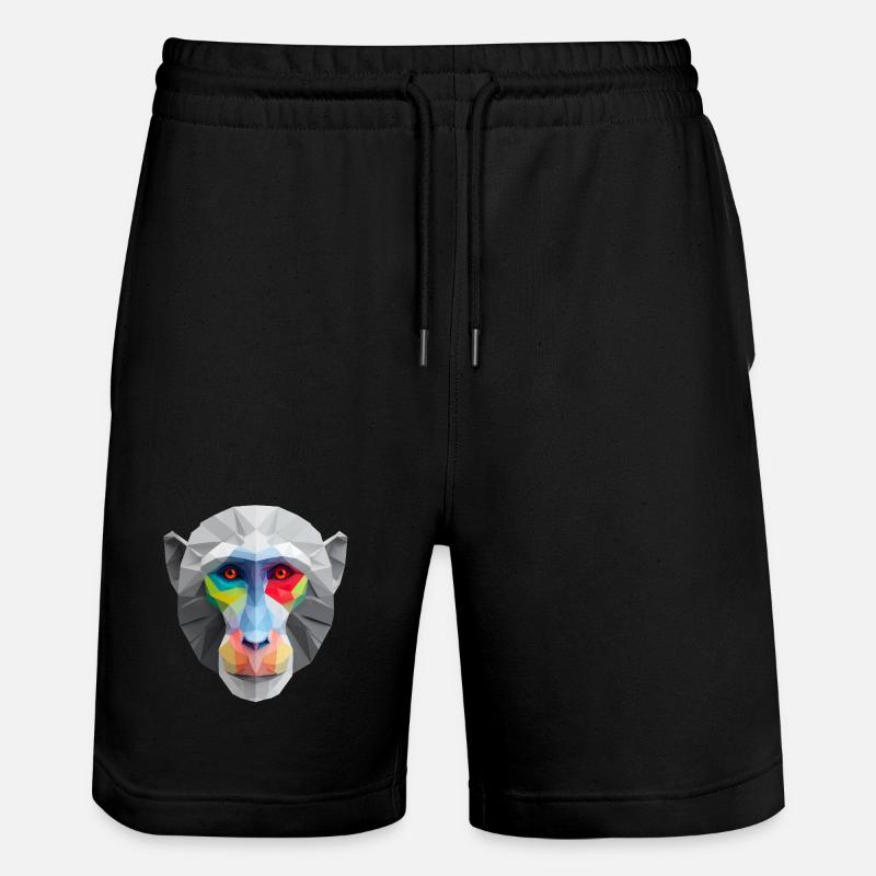 Farbiges Low-Poly Affengesicht Logo Art Design - Stanley/Stella Unisex Bio Joggingshorts Trainer - Schwarz