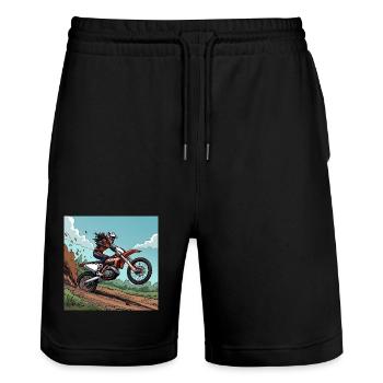 Motocross Adrenaline Trail - Stanley/Stella Trainer Unisex Organic Jogging Shorts - black - Front - Nik (191cm) & Marisol (170cm)